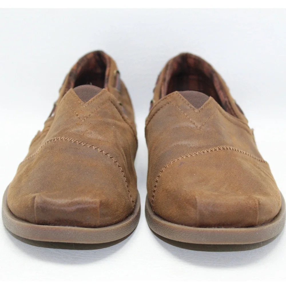 Skechers‎ BOBS Womens 9 Brown Boat Shoe Slip On Flats Memory Foam 33731 BRN